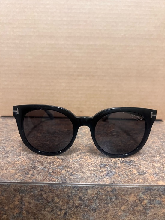 Tom Ford Black Round-Frame Sunglasses with Silver Logo